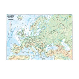 Carta geografica scolastica plastificata europa 297x420mm belletti