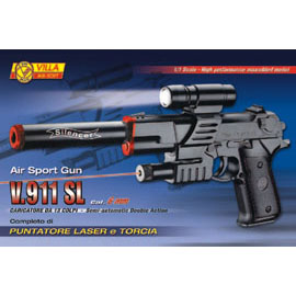 Pistola airsoft con laser e torcia cal. 6 mm